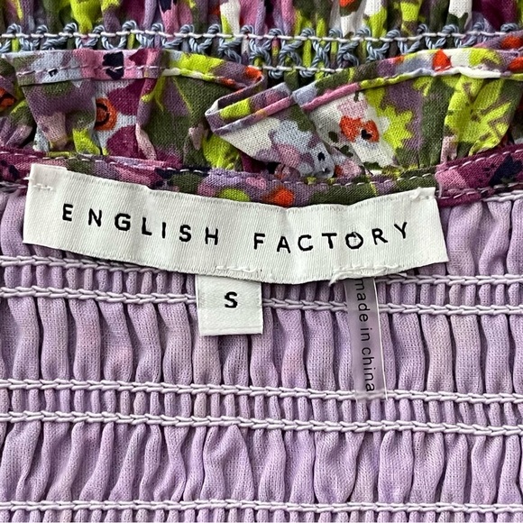 English Factory FLORAL PUFF SLEEVE SMOCKED TOP boho summer vacation event - Picture 9 of 10